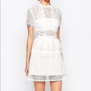 Self Portrait white lace mini dress